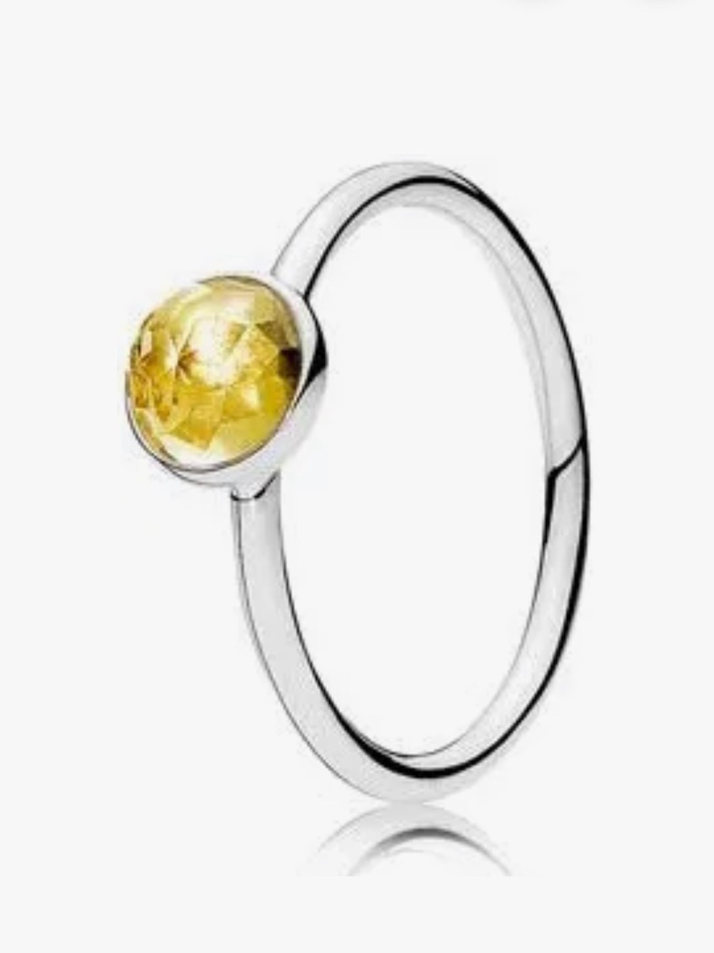 Pandora Sterling Silver Ring with Yellow Gemstone